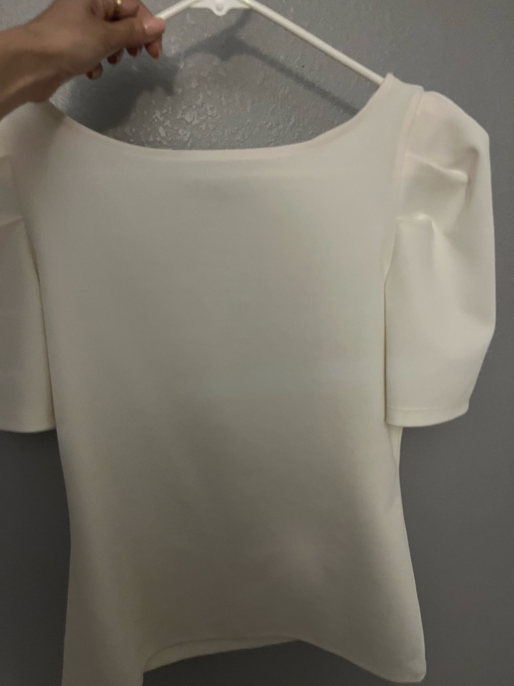 Ann Taylor Cream Puff-Sleeve Boatneck Top